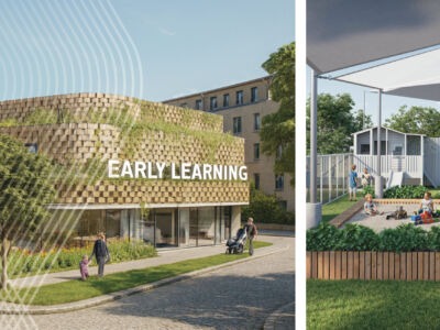 Professional childcare centre exterior with playground and modern design, representing Mollard Property Group’s purpose-built childcare leasing services that align property opportunities with operators’ growth and vision