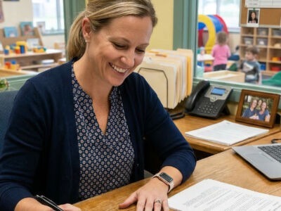 A professional woman smiling while signing a lease agreement at a desk, representing confidence and certainty in securing a long-term childcare tenant. Overlaid promotional messaging from Mollard Property Group highlights their tenant-first model, emphasising reduced vacancy and planning risk, data-driven site selection, and the benefits of pre-leasing to experienced childcare operators. The content promotes secure long-term income, stronger funding and valuation outcomes, and end-to-end advisory services, including site assessment and feasibility studies for childcare development.