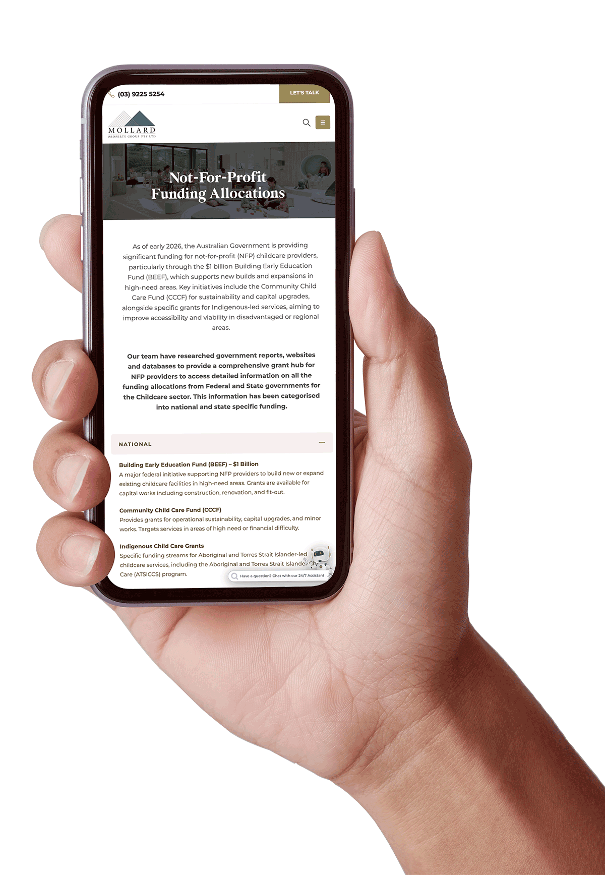 NFP Grant Hub on mobile