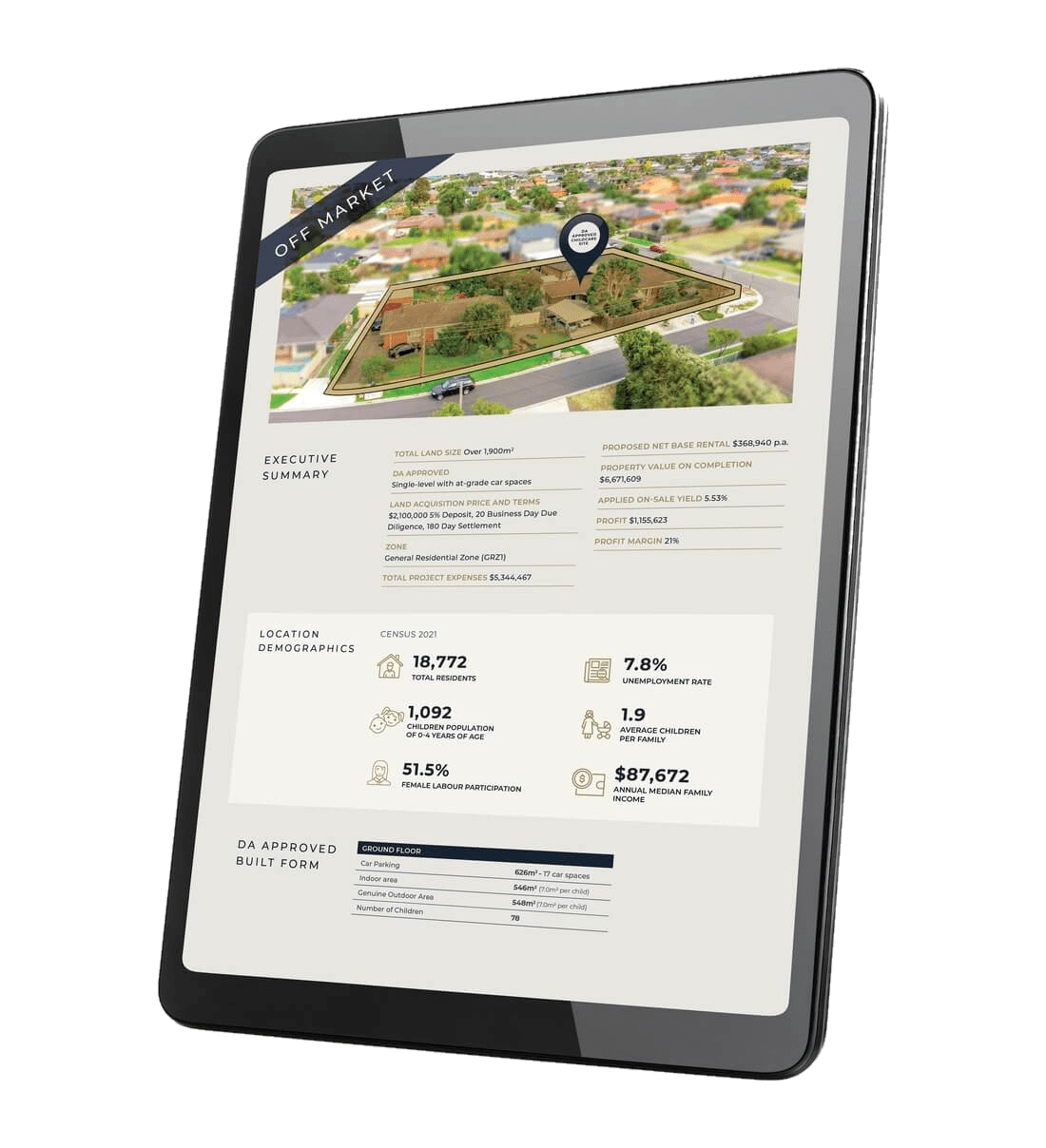Opportunity Snapshot &ndash; sample report shown on tablet