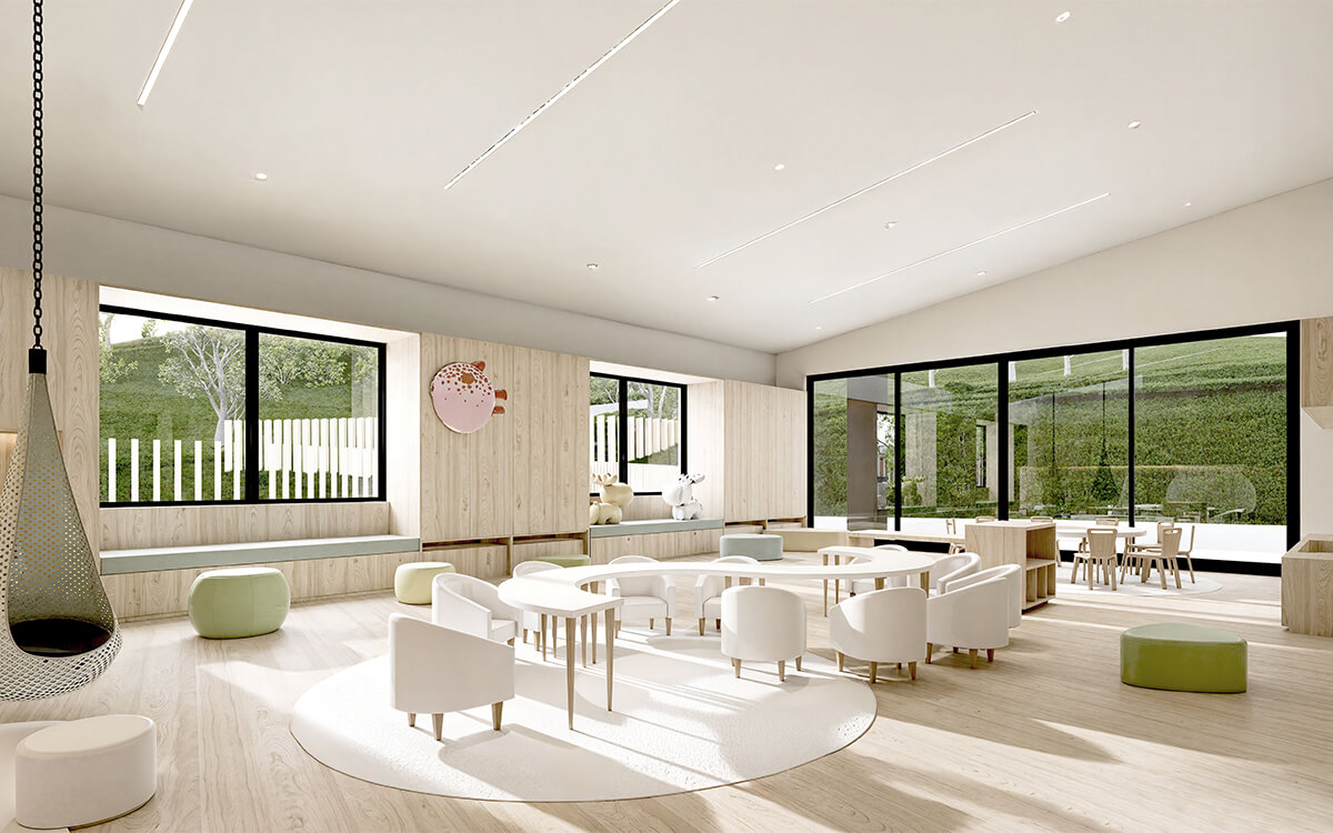 Indoor play and learning space at the CECS Cowra Early Childhood Centre with flexible seating and abundant natural light.