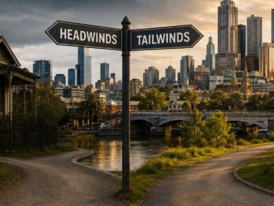 Victorian property market outlook for 2026 and 2027, showing Melbourne housing and development against a backdrop of economic, tax and infrastructure pressures.